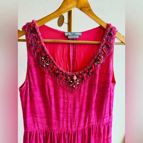 Prada Fuchsia luxury dress with embroidered pearls size S - Picture 3 of 9